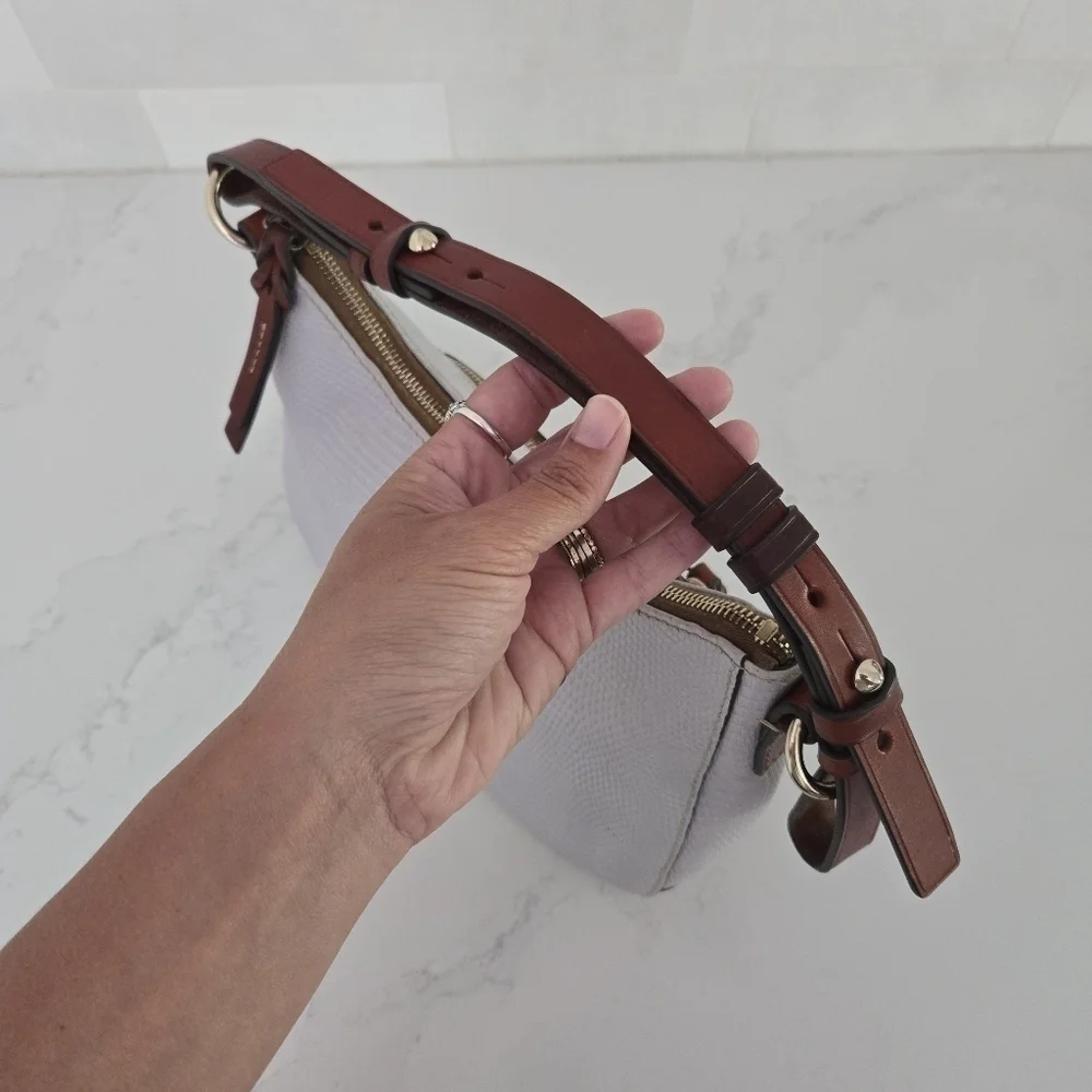 Dooney & Bourke Satchel Lizard Embossed Leather Small Kiley Hobo Handbag Lilac - Picture 6 of 11